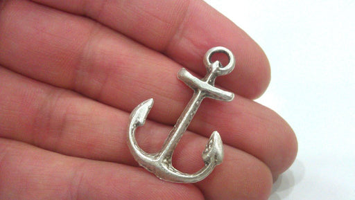 5 Pcs  Antique Silver Plated Metal Anchor Charms , Pendant  G10966