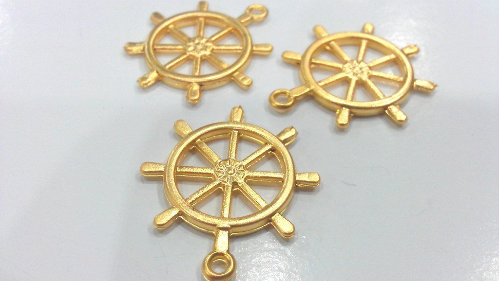 2 Rudder Charms Gold Plated Charms  G16101