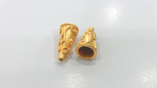 2 Gold Cone Findings , Gold Plated Brass G12939