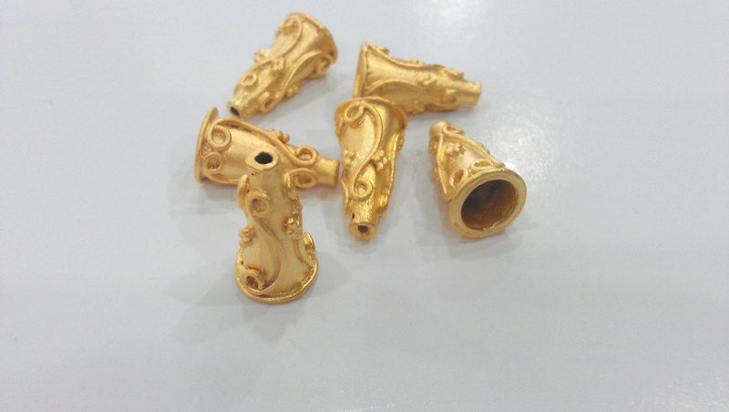 2 Gold Cone Findings , Gold Plated Brass G12939