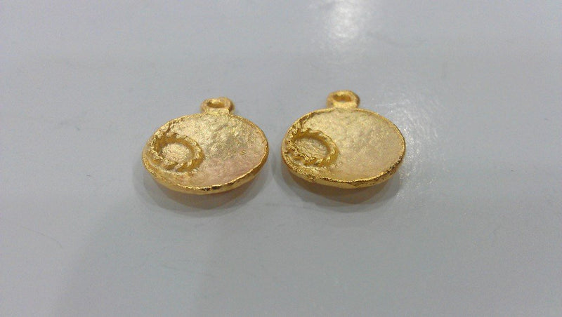 2 Pcs Gold Plated Brass  Charms  G482