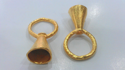 2 Gold Plated Brass Cone  Findings  G12802