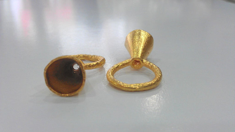 2 Gold Plated Brass Cone  Findings  G12802