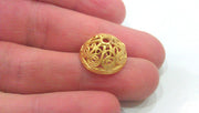 2 Gold Plated Bead Caps Findings , Gold Plated Brass  G486