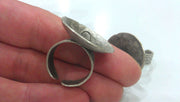 Antique Silver Plated Brass  Adjustable Ring Findings G490