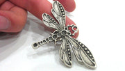 2 Pcs  Antique Silver Plated Metal Dragonfly Pendant  G12244