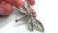 2 Pcs  Antique Silver Plated Metal Dragonfly Pendant  G12244