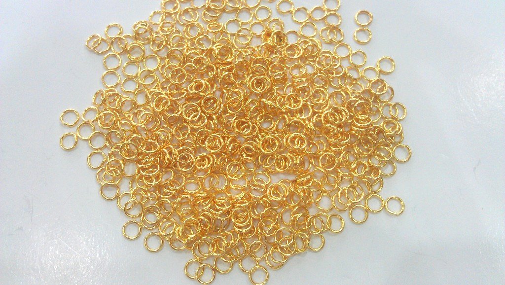 100 Pcs (5 mm) Gold Plated Brass  jumpring ,Findings G147