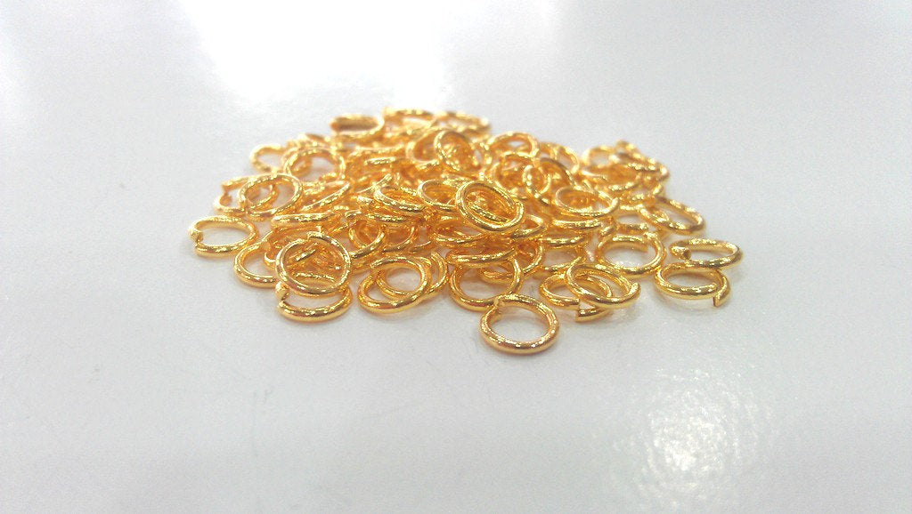 100 Pcs (5 mm) Gold Plated Brass  jumpring ,Findings G147