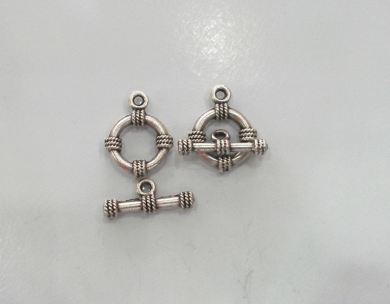 4 sets Silver Toggle Clasp Findings Antique Silver Plated G17629