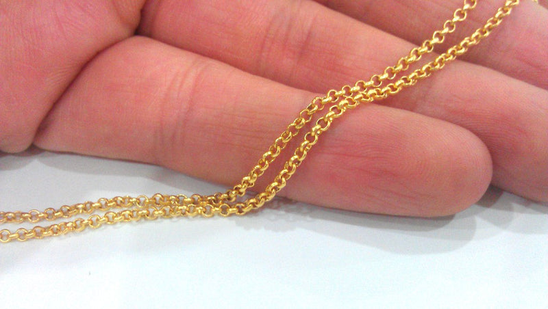 Gold Chain Gold Plated Rolo Chain 1 Meter - 3.3 Feet  (2 mm)   G14162