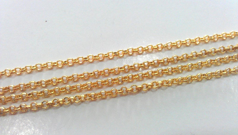Gold Chain Gold Plated Rolo Chain 1 Meter - 3.3 Feet  (2 mm)   G14162