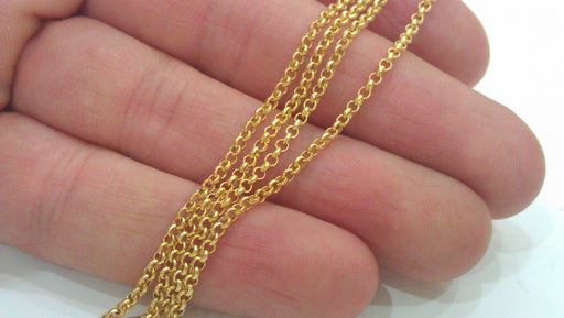 Gold Chain Gold Plated Rolo Chain 1 Meter - 3.3 Feet  (2 mm)   G14162