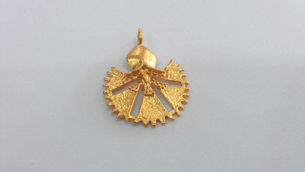 2 Flower Charms Gold Plated Brass G17678