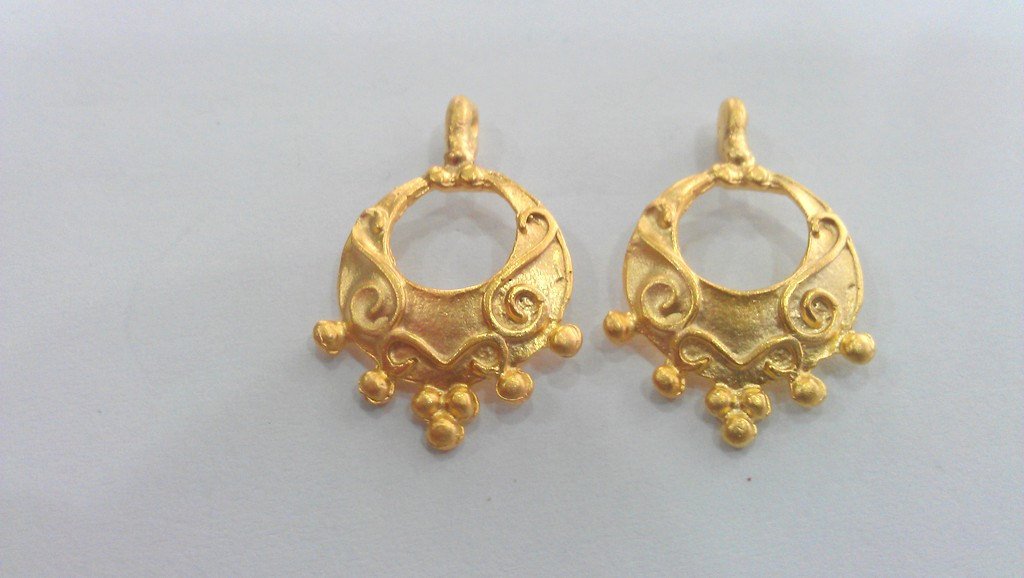 2 Gold Charms Gold Plated Brass  Charms,Pendant  G14608