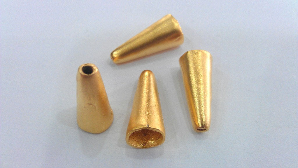 2 Pcs Cones Findings  Gold Plated Brass G536