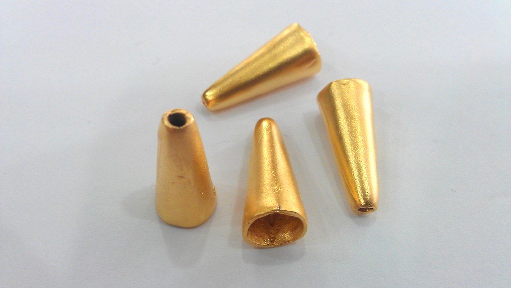 2 Pcs Cones Findings  Gold Plated Brass G536