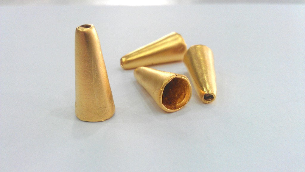 2 Pcs Cones Findings  Gold Plated Brass G536