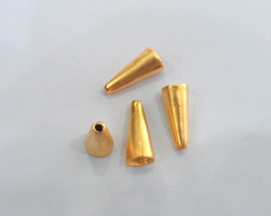 2 Pcs Cones Findings  Gold Plated Brass G536