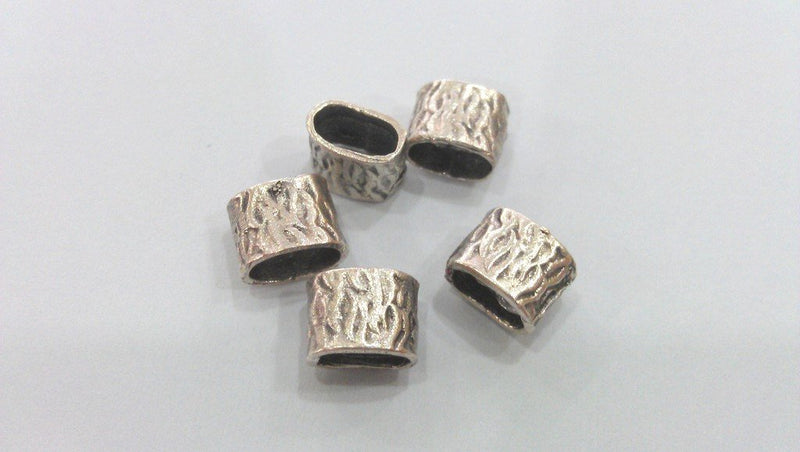 10 Antique Silver Plated Brass  Tube Beads G13673