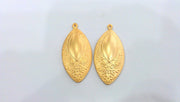 2 Patterned Oval Charms Gold Plated Charms  (50X24 mm)  G16910