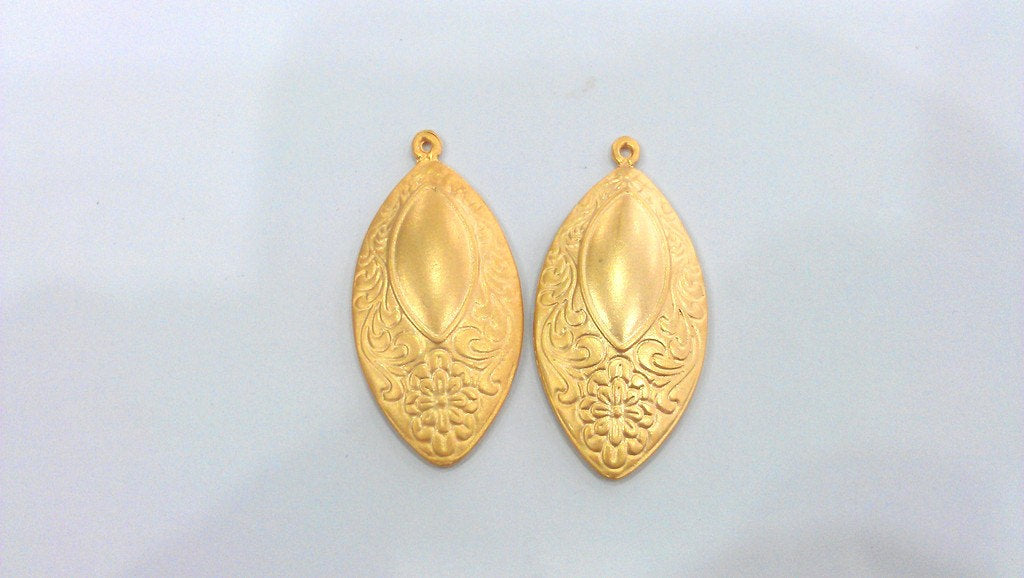 32 Patterned Oval Charms Gold Plated Charms  (50X24 mm)  G16910