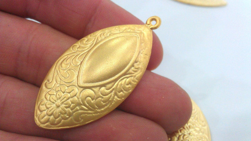 32 Patterned Oval Charms Gold Plated Charms  (50X24 mm)  G16910
