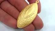 32 Patterned Oval Charms Gold Plated Charms  (50X24 mm)  G16910