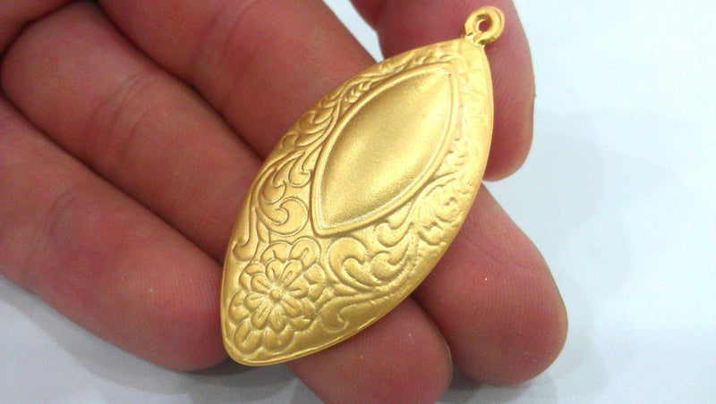 32 Patterned Oval Charms Gold Plated Charms  (50X24 mm)  G16910
