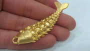 1 Pc. (65x17 mm.)  Fish Pendant , Gold Plated Metal  G591
