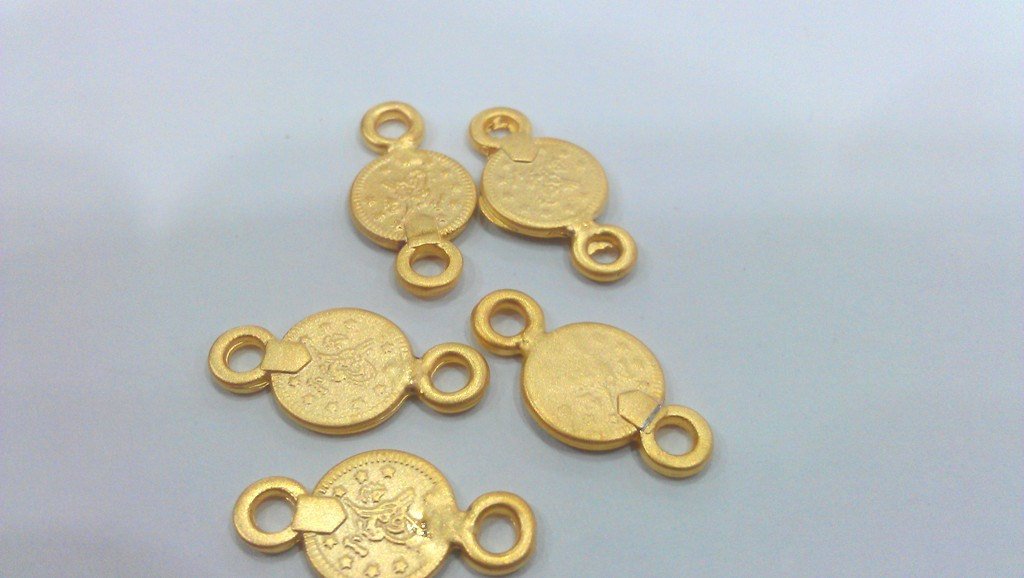 5 Gold Plated Ottoman Signature Charms, Connector  (20X10 mm)  G11918