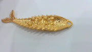 1 Pc. (65x17 mm.)  Fish Pendant , Gold Plated Metal  G591