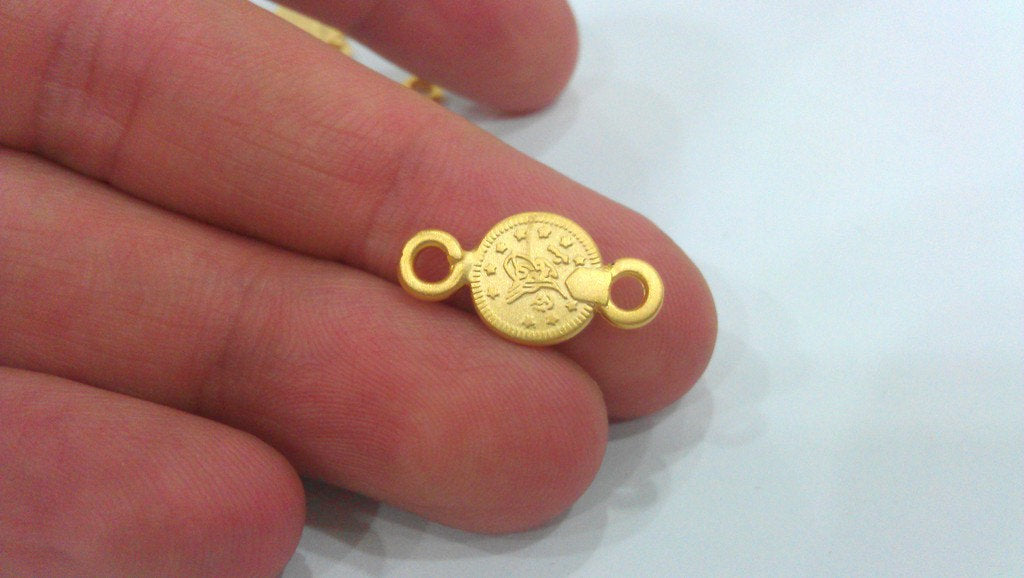 5 Gold Plated Ottoman Signature Charms, Connector  (20X10 mm)  G11918