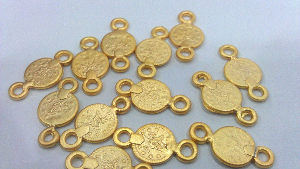 5 Gold Plated Ottoman Signature Charms, Connector  (20X10 mm)  G11918