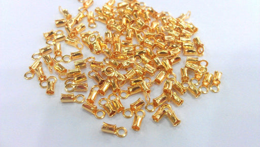 10 Cord Ends, Findings , Gold Plated Brass G15092