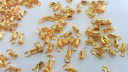 10 Cord Ends, Findings , Gold Plated Brass G15092