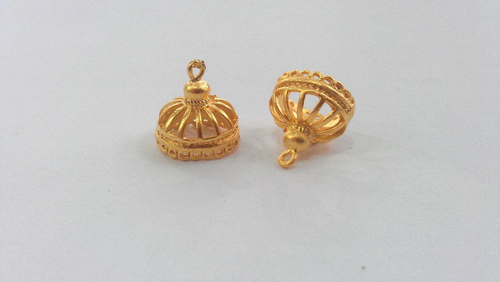 2 Gold Charms Gold Plated Brass   G612