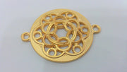 Gold Pendant Gold Plated Patterned Pendant  with two holes Connector   G9782