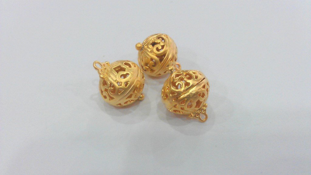 5 Pcs Gold Plated  Brass Ball Charms,Pendant  G9855