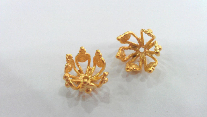 2 Gold Cones, Caps  Findings , Gold Plated Brass G9870