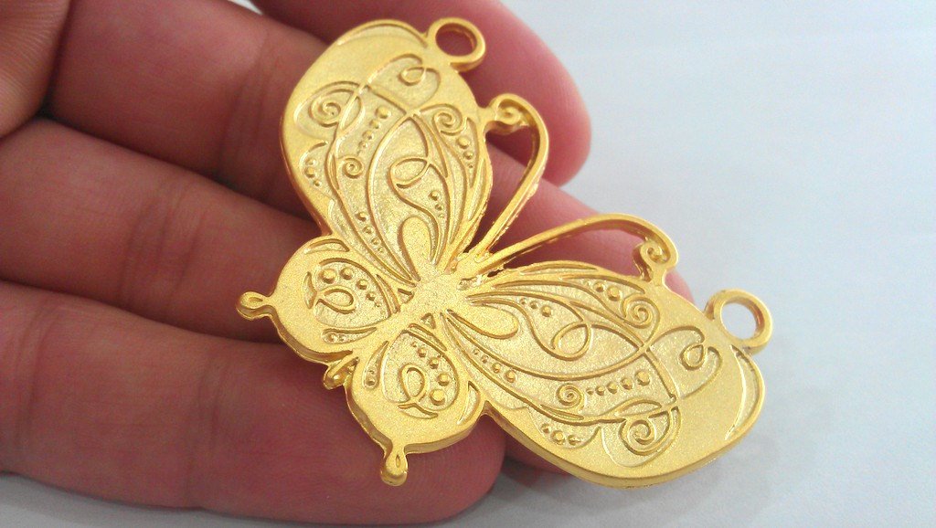 Gold Pendant Butterfly Pendant Gold Plated Pendant (60x40 mm.)   G16740