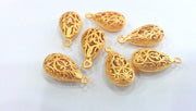 2 Gold Drop Charms , Gold Plated Brass (22x12 mm)  G9234