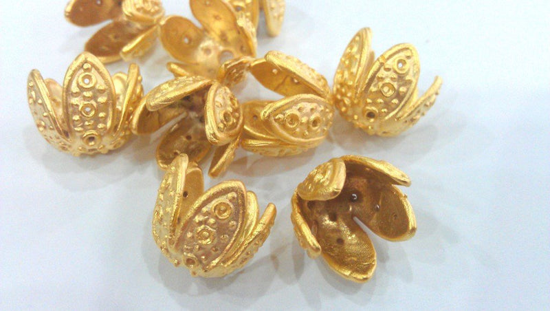 2 Cone Findings , Gold Plated Brass (13x14 mm)  G13938