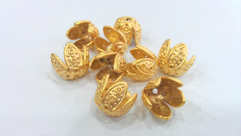 2 Cone Findings , Gold Plated Brass (13x14 mm)  G13938