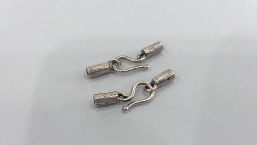 10 sets Antique Silver Plated Brass Hook Clasp, Fold Over Crimp Heads,Findings  G12933