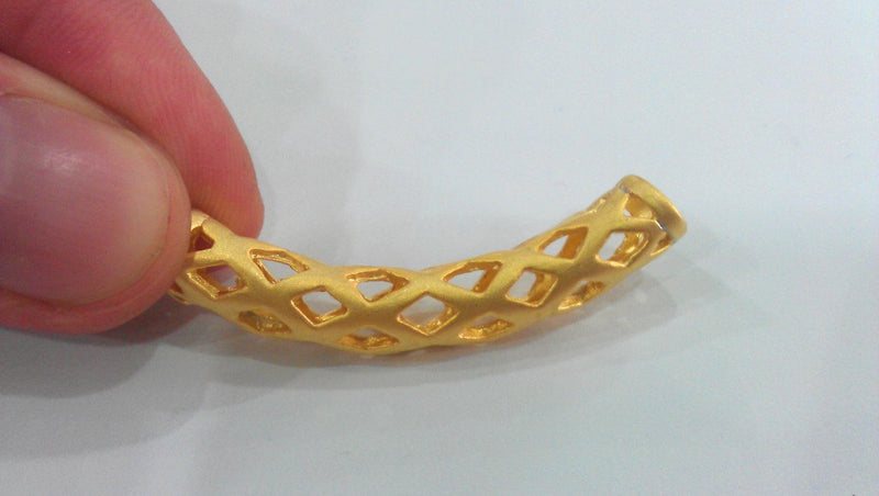 Gold Plated   Tube Pendant    G661