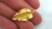 2 Gold Leaf Charms Leaf Charms  , Gold Plated Brass G9529