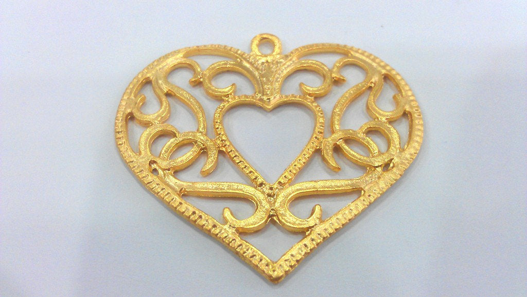 Heart Pendant Gold Plated Metal 43x46 mm  G9816