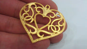 Heart Pendant Gold Plated Metal 43x46 mm  G9816