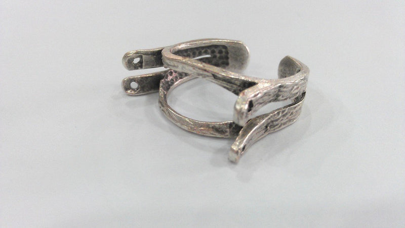3 Antique Silver Plated Brass Adjustable  Ring,Findings 3 Pcs  G667